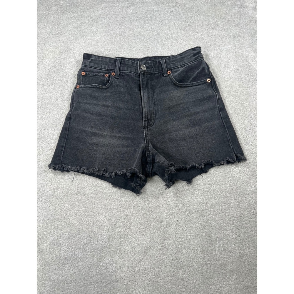 American Eagle Highest Rise 90s Boyfriend Short 2 Black Frayed Hem Stretch Denim